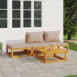 Taupe Timber: 4-Piece Solid Wood Garden Lounge Set