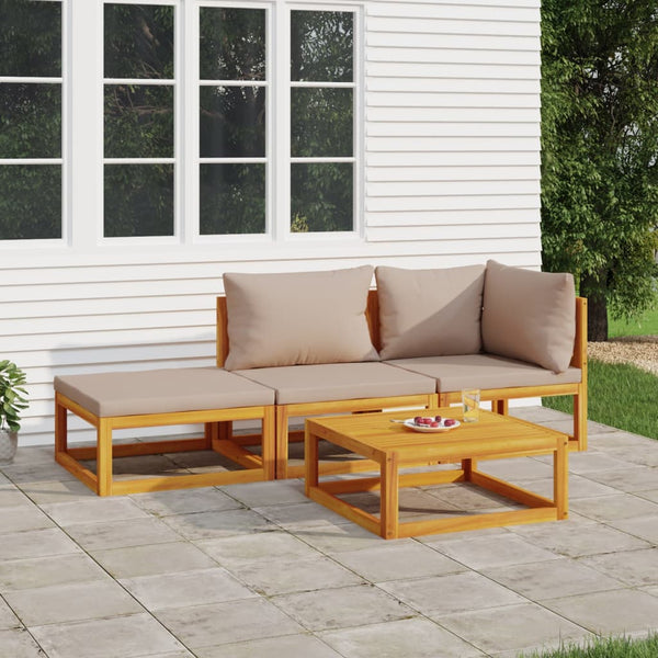  4-Piece Solid Wood Garden Lounge Set