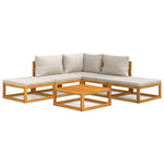 Sylvan Light Grey Suite: 6-Piece Solid Wood Garden Lounge Set