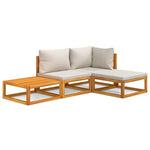 Luminous Grey Leisure: 4-Piece Solid Wood Garden Lounge Set