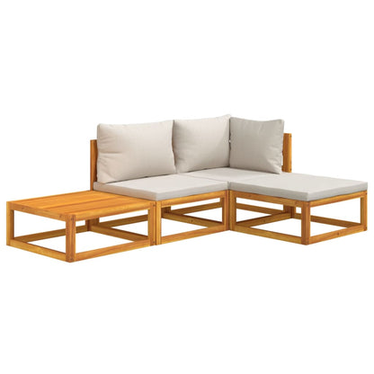 Luminous Grey Leisure: 4-Piece Solid Wood Garden Lounge Set