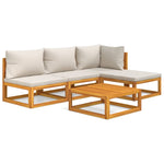 Grey Garden Quintessence: 5-Piece Solid Wood Lounge Set with Light Cushions