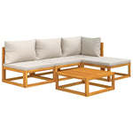 Grey Garden Quintessence: 5-Piece Solid Wood Lounge Set with Light Cushions