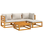 Silvery Serenity Soiree: 5-Piece Solid Wood Garden Lounge Set