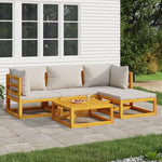 Silvery Serenity Soiree: 5-Piece Solid Wood Garden Lounge Set