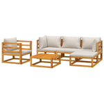 Lustrous Grey: 6-Piece Solid Wood Garden Lounge Set