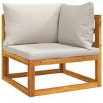 Silvery Shade Lounge: 6-Piece Solid Wood Garden Set with Light Grey Cushions