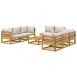 Grey Elegance: 9-Piece Solid Wood Garden Lounge with Light Cushions