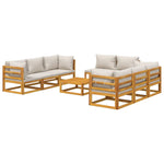 Grey Elegance: 9-Piece Solid Wood Garden Lounge with Light Cushions