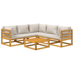 Sylvan Silvered Solace: 6-Piece Solid Wood Garden Lounge with Light Grey Cushions