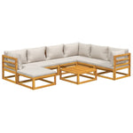 Grey Garden Octet: 8-Piece Solid Wood Lounge Ensemble with Light Cushions