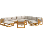 Delight: 12-Piece Solid Wood Garden Lounge with Light Grey Cushions