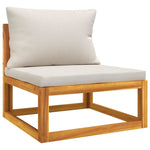 Lustrous Lounge: 12-Piece Solid Wood Garden Set with Light Grey Cushions