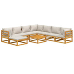 Grey Garden Nonet: 9-Piece Solid Wood Lounge Ensemble with Light Cushions
