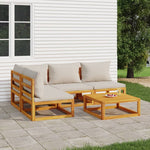 Luminous Lounge Quintessence: 5-Piece Solid Wood Garden Set with Light Grey Cushions