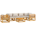 Luxe Light Grey Lounge: 7-Piece Solid Wood Garden Set