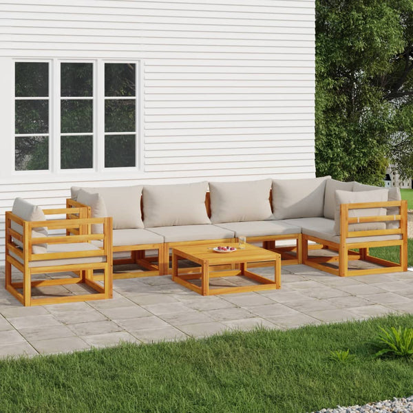  Luxe Light Grey Lounge: 7-Piece Solid Wood Garden Set