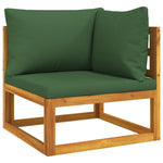 Verdant Valley Lounge: 5-Piece Solid Wood Garden Set with Green Cushions