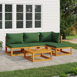 Verdant Valley Lounge: 5-Piece Solid Wood Garden Set with Green Cushions