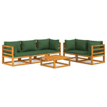 Green Oasis Ensemble: 6-Piece Solid Wood Garden Lounge with Cushions
