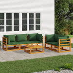 Green Oasis Ensemble: 6-Piece Solid Wood Garden Lounge with Cushions