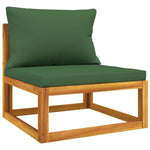 9-Pcs Solid Wood Garden Lounge with Green Cushions
