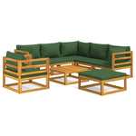 8-Piece Solid Wood Garden Lounge with Green Cushions