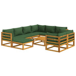 Verdant Venture Decade: 10-Piece Solid Wood Garden Lounge with Green Cushions