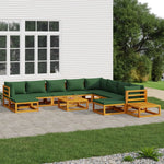 Greenery Grandeur: 12-Piece Solid Wood Garden Lounge with Cushions