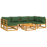 Green Garden Septet: 7-Piece Solid Wood Lounge Set with Cushions