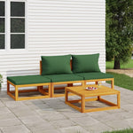 Green Garden Quartet: 4-Piece Solid Wood Lounge Set with Cushions