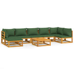 Emerald Estate Octavo: 8-Piece Solid Wood Garden Lounge with Green Cushions