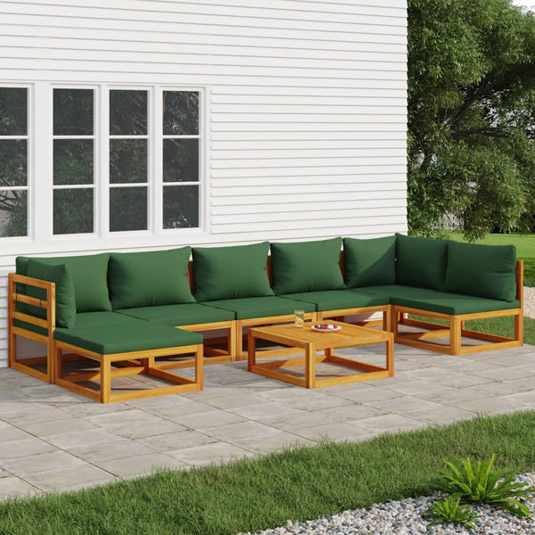  Emerald Estate Octavo: 8-Piece Solid Wood Garden Lounge with Green Cushions