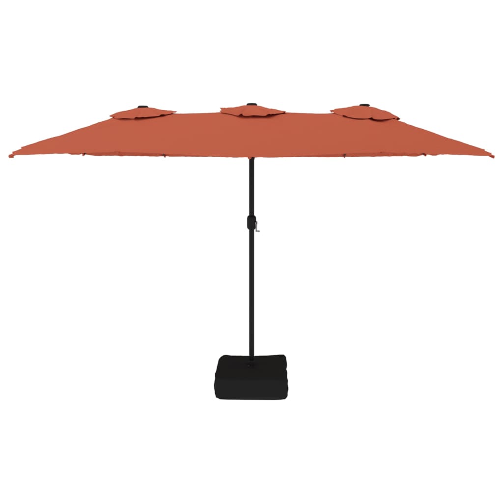 Twin Canopy Elegance Terracotta Double-Head Parasol for Outdoor Comfort