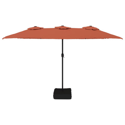 Twin Canopy Elegance Terracotta Double-Head Parasol for Outdoor Comfort