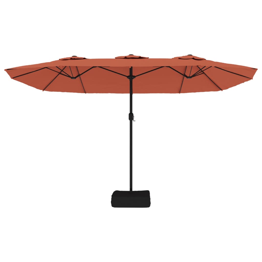 Twin Canopy Elegance Terracotta Double-Head Parasol for Outdoor Comfort