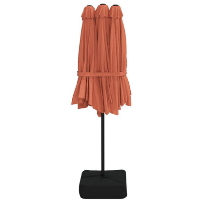 Twin Canopy Elegance Terracotta Double-Head Parasol for Outdoor Comfort