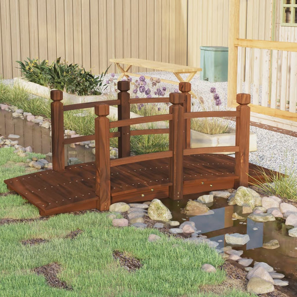  Enchanted Pathway: Solid Wood Spruce Garden Bridge with Railings