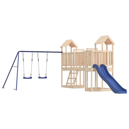 Nature's Retreat: Slide and Swings Playhouse in Solid Wood Pine Bliss
