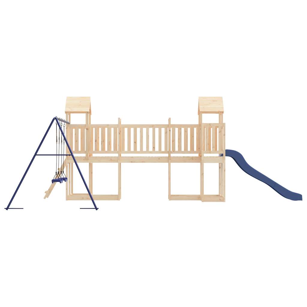 Nature's Retreat: Slide and Swings Playhouse in Solid Wood Pine Bliss
