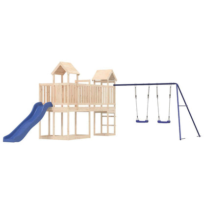 Pine Perfection: Slide and Swing Playhouse for Kids