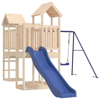 Pine Perfection: Slide and Swing Playhouse for Kids