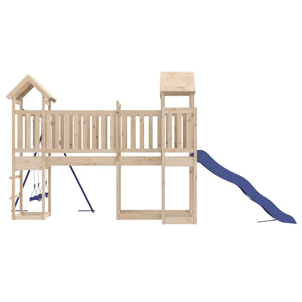 Pine Perfection: Slide and Swing Playhouse for Kids