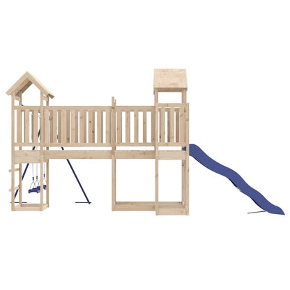 Pine Perfection: Slide and Swing Playhouse for Kids