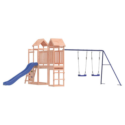 Ultimate Playhouse with Slide, Swings, Rockwall - Crafted from Solid Douglas Wood