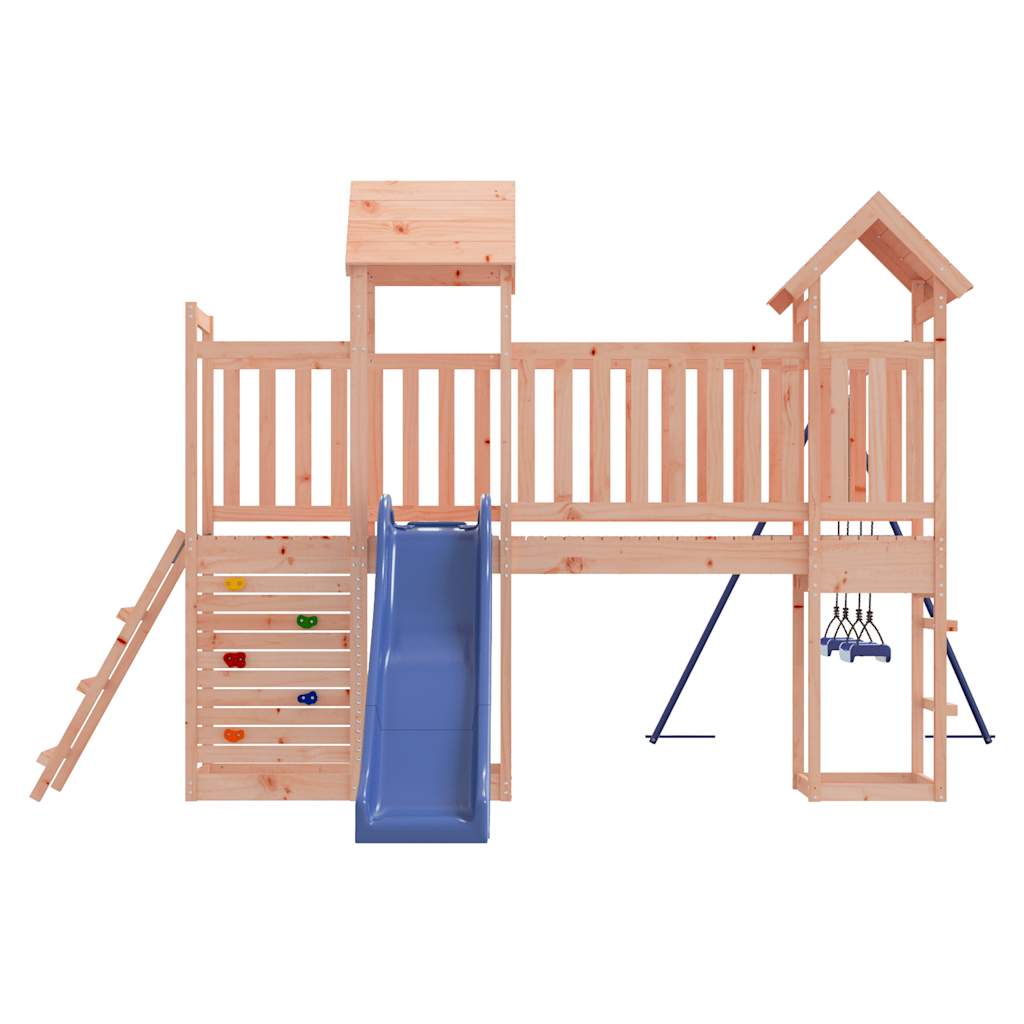 Ultimate Playhouse with Slide, Swings, Rockwall - Crafted from Solid Douglas Wood