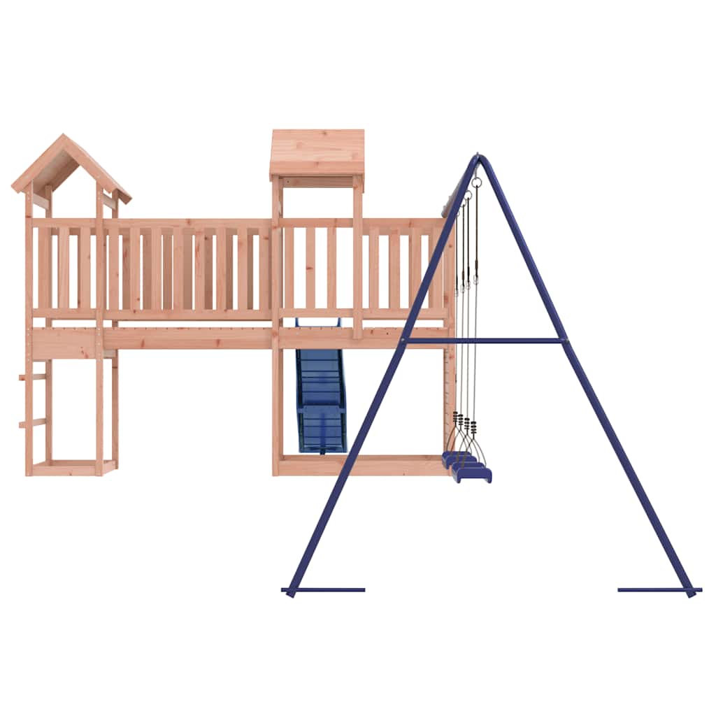 A Solid Wood Playhouse Adventure with Slide, Swings, and Rockwall