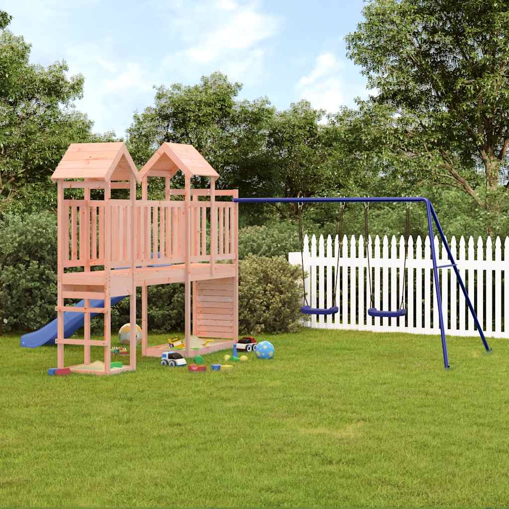 A Solid Wood Playhouse Adventure with Slide, Swings, and Rockwall
