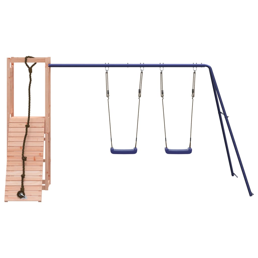 A Playhouse with Climbing Wall, Swings, and Solid Wood Delight