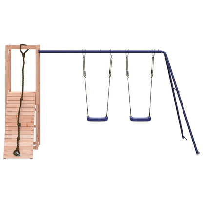 A Playhouse with Climbing Wall, Swings, and Solid Wood Delight